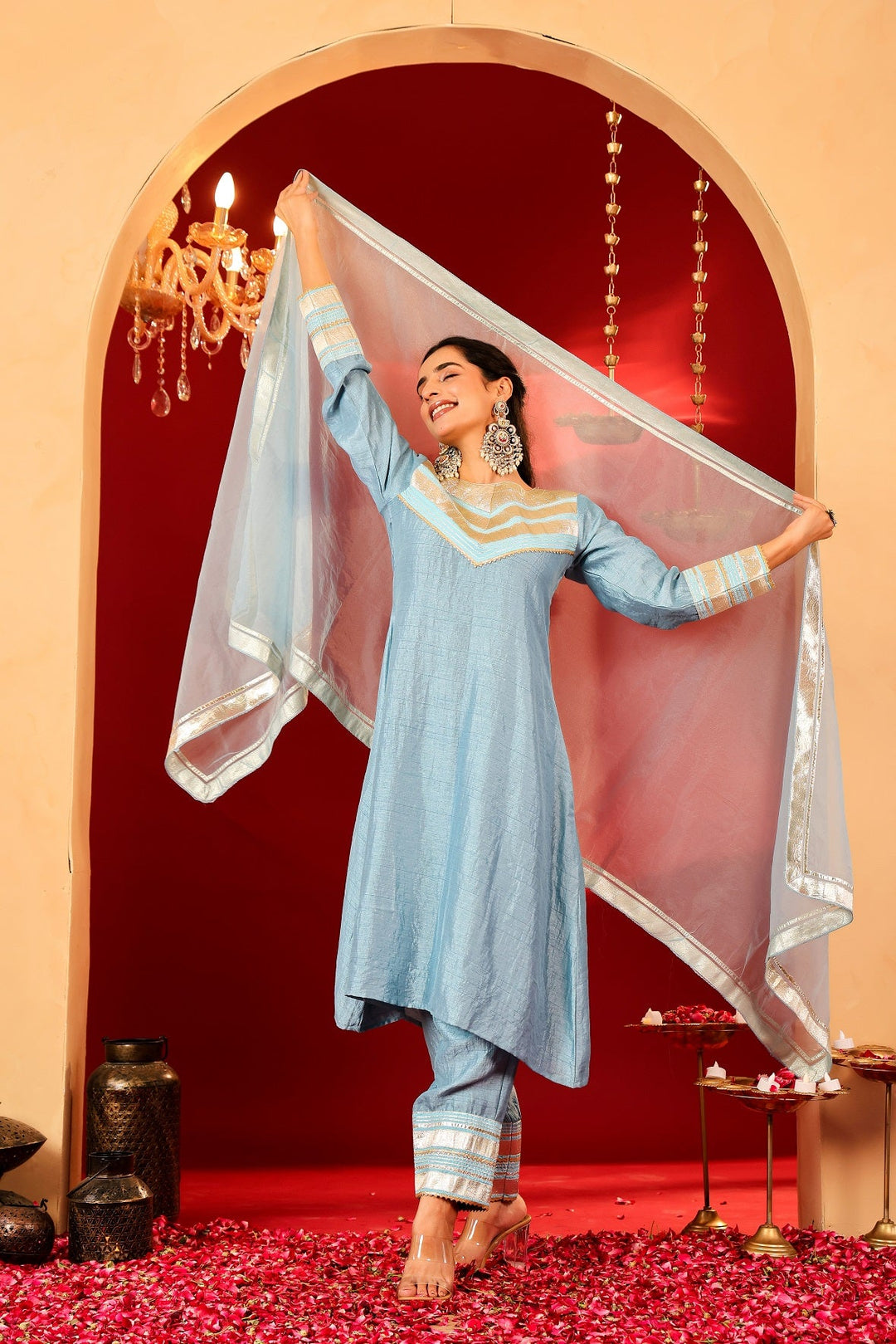 Ragavi Sky Whisper Silk Blend Kurta Set