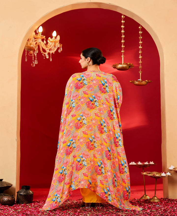 Ragavi Sunlit Bloom Yellow Drape Set