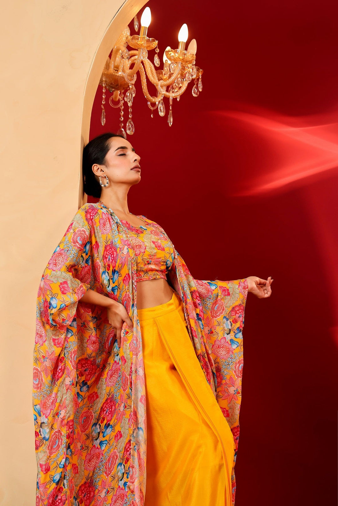 Ragavi Sunlit Bloom Yellow Drape Set