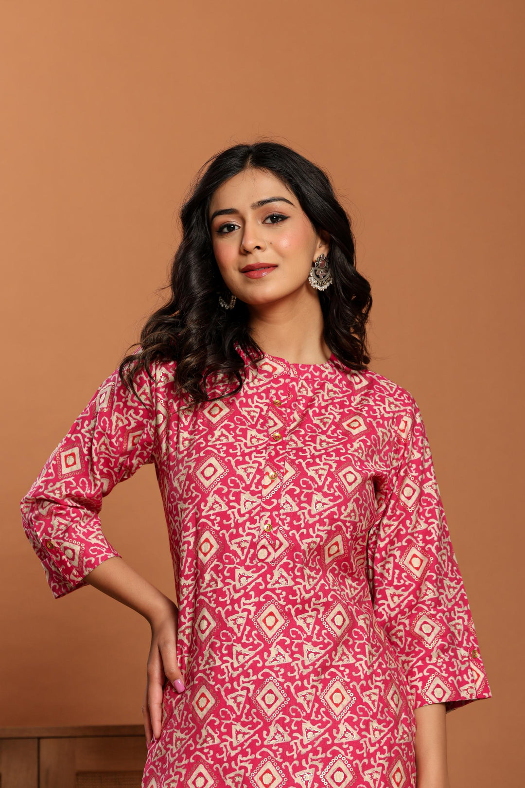 Pink Printed Rayon Kurta Set - qivii