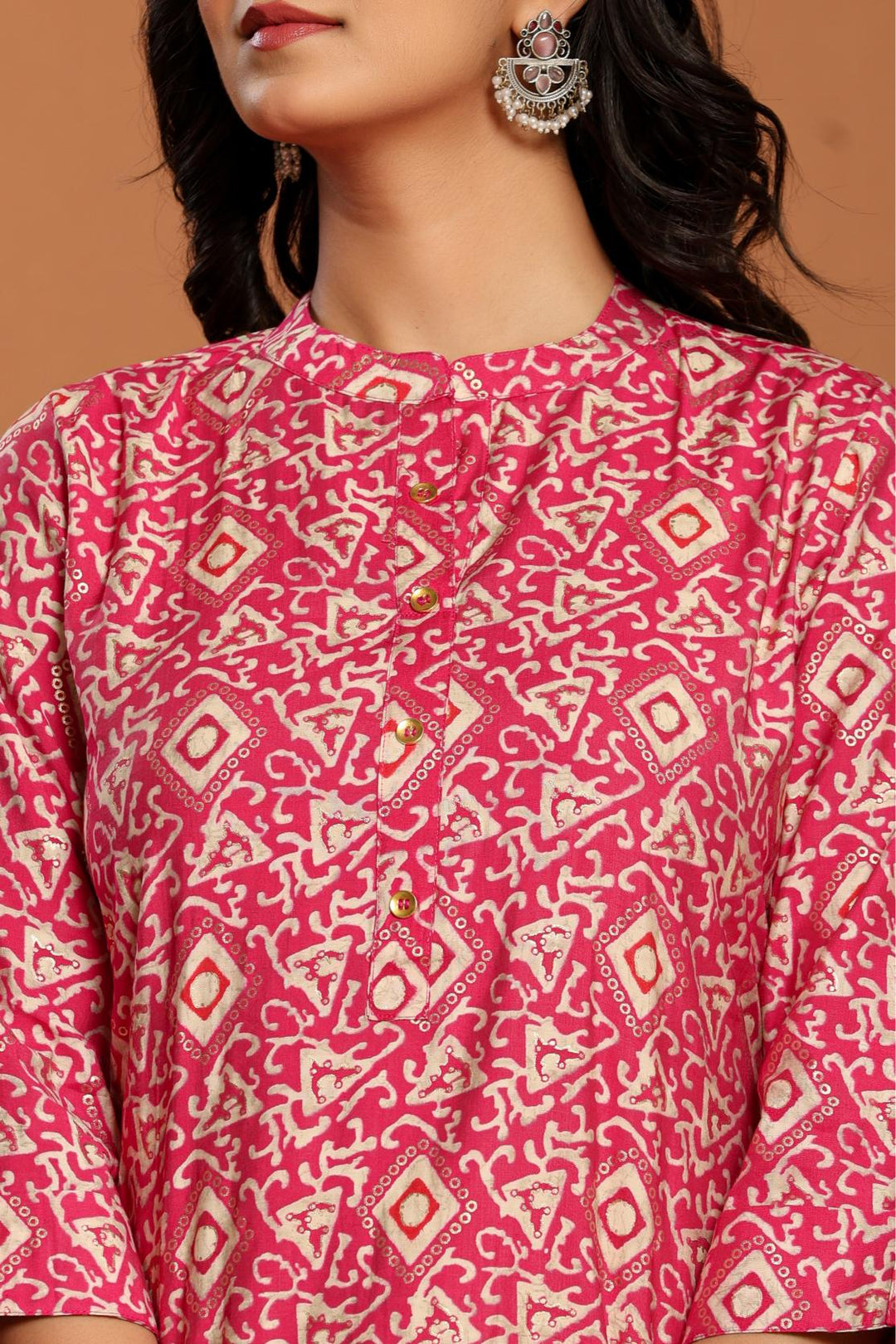 Pink Printed Rayon Kurta Set - qivii