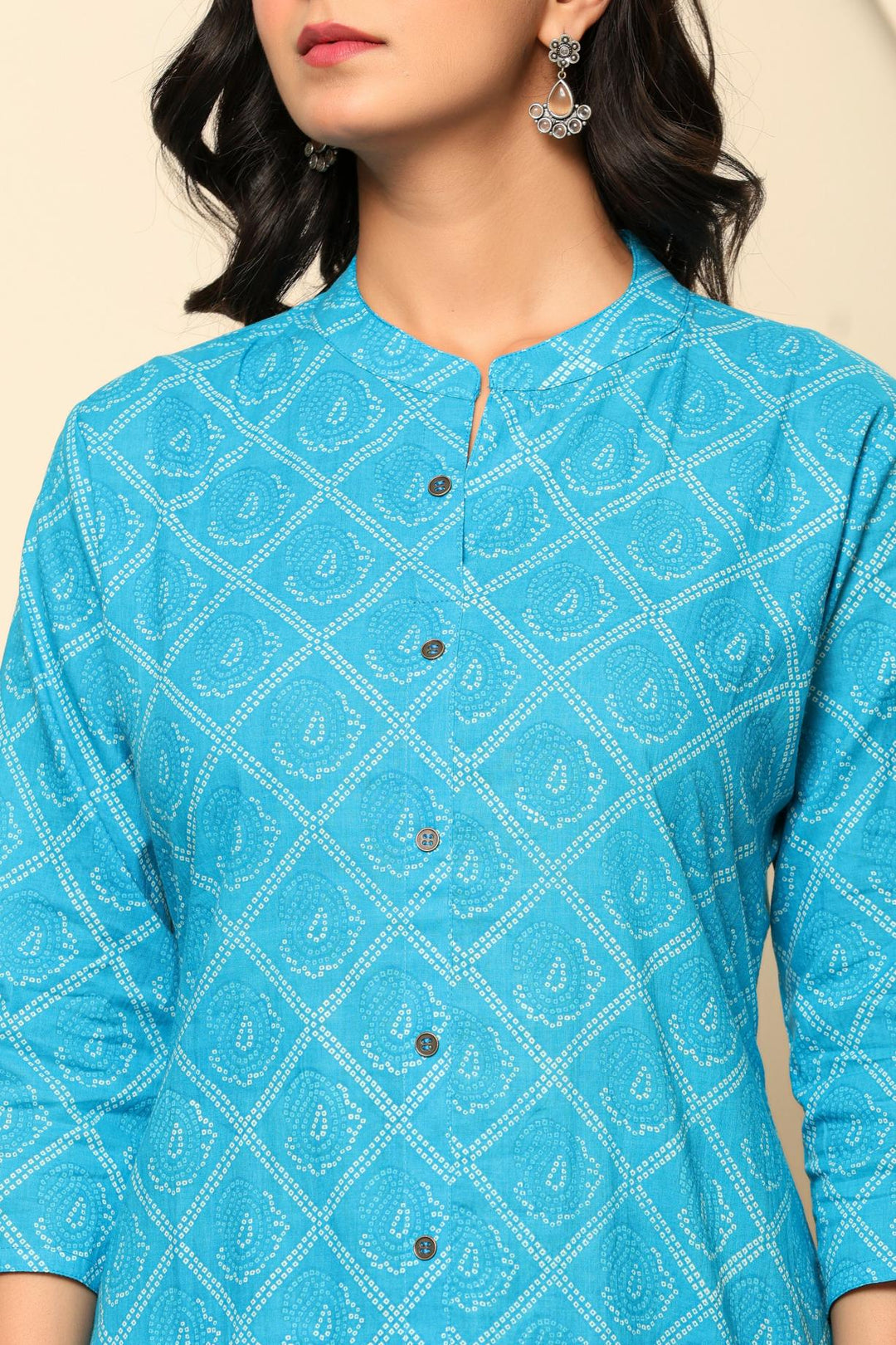Blue Printed Cotton Kurta Set - qivii