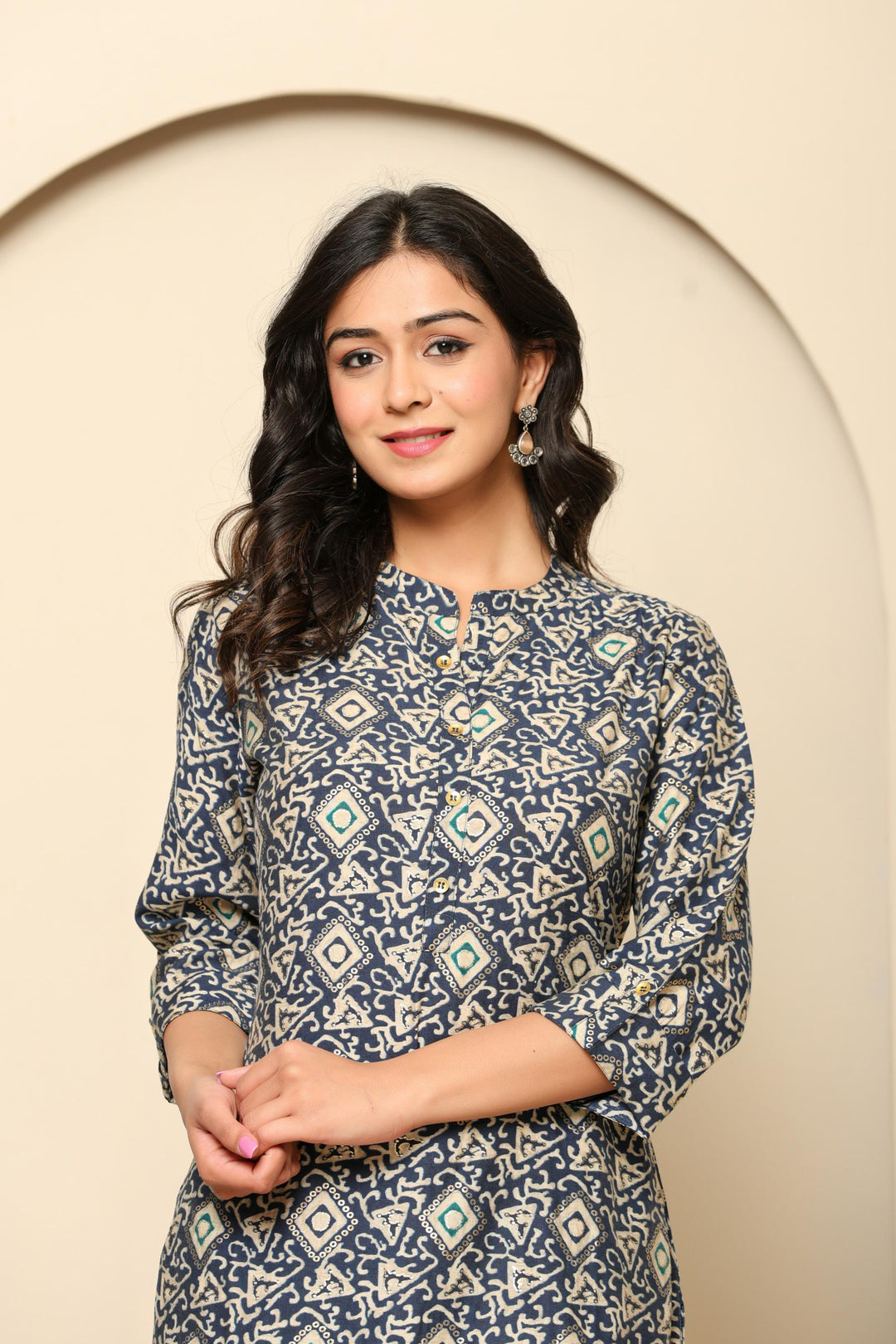 Blue Printed Rayon Kurta Set - qivii