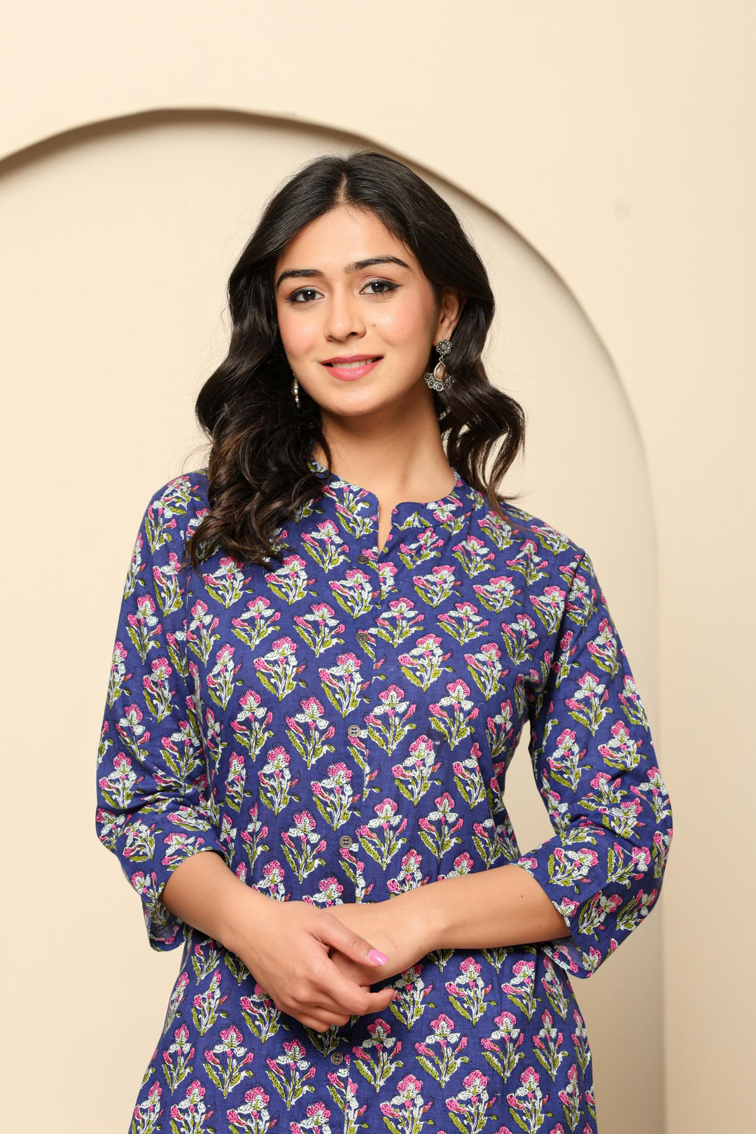 Purple Printed Cotton Kurta Set - qivii