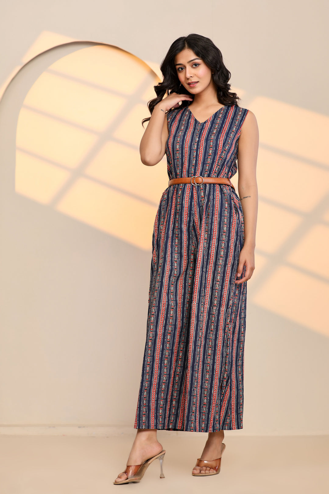 Peony Blue Cotton Printed Jumpsuit  - By Ragavi - qivii