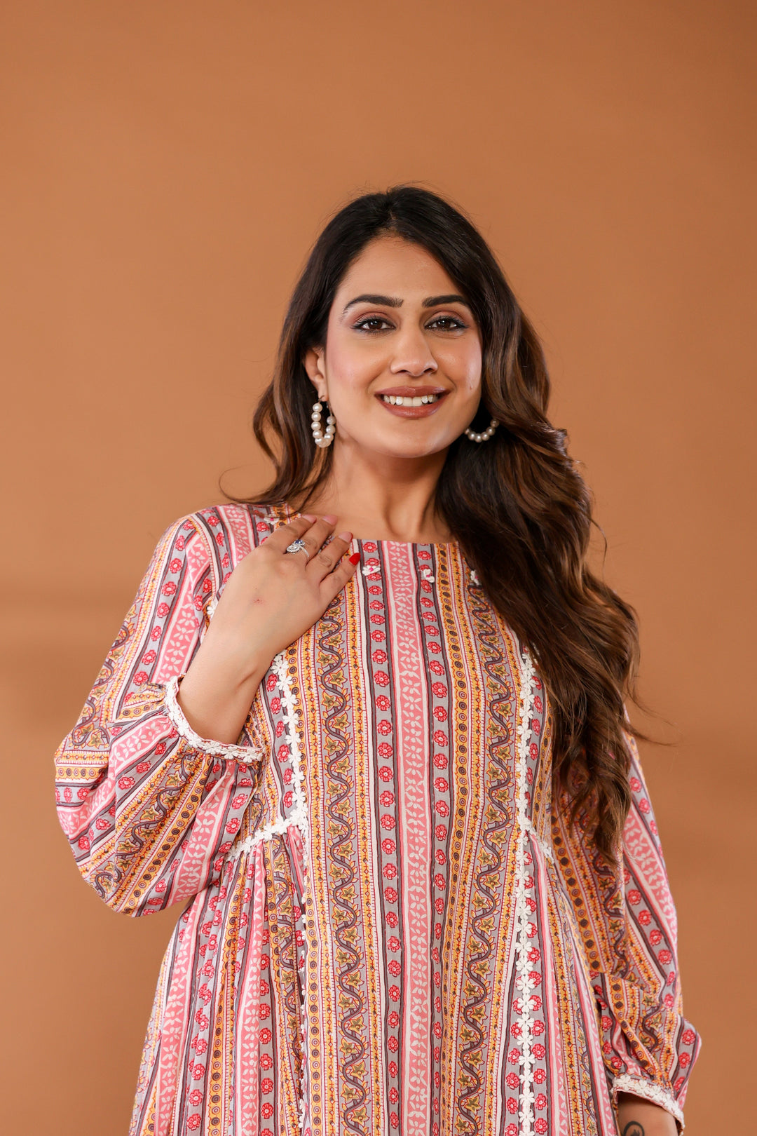 Cradle Pink Cotton Hand Block Ptinted Midi Dress  - By Ragavi - qivii