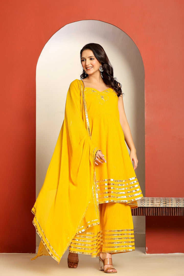 Ragavi Sunshine Yellow Sharara Set with Gota Patti Dupatta
