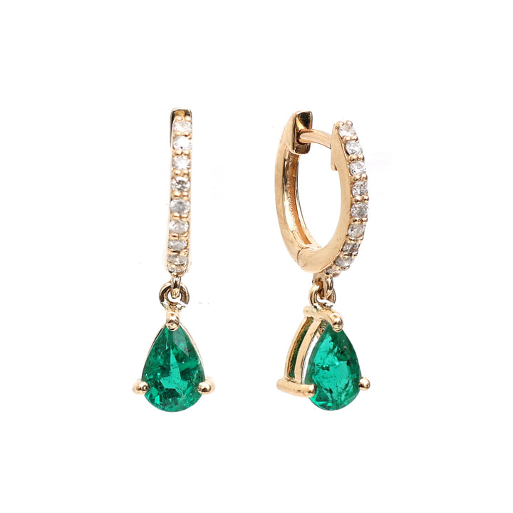 Emerald Pear Diamond Mini Huggies Earrings - qivii