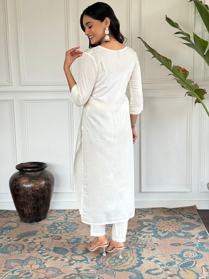 Glamorous White Embroidered Chanderi Silk Festival Wear Pant Suit with intricate detailing and elegant design