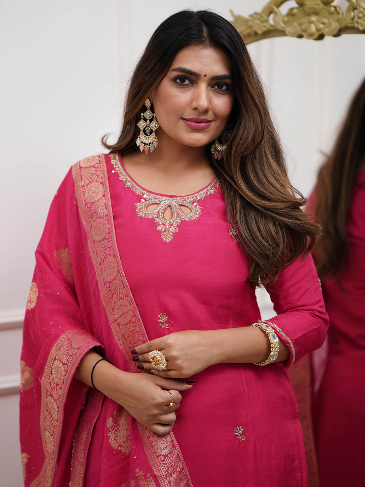 Captivating rani pink viscose suit perfect for festivals and special events