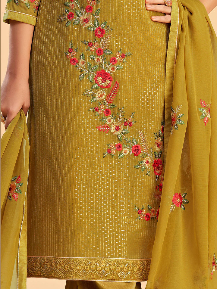 Yellow color salwar with dull santoon material
