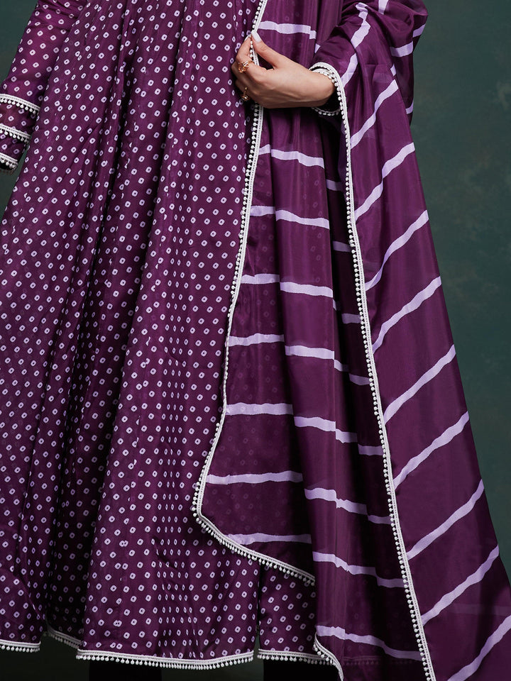 Fascinating Purple Printed Organza Festival Wear Salwar Suit with intricate floral design and delicate detailing