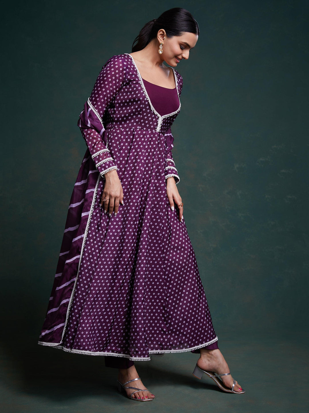 Fascinating Purple Printed Organza Festival Wear Salwar Suit with intricate design and elegant detailing
