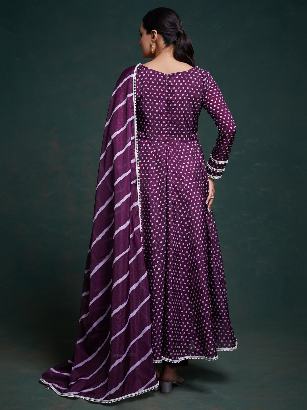 Fascinating Purple Printed Organza Festival Wear Salwar Suit with intricate embroidery and elegant design