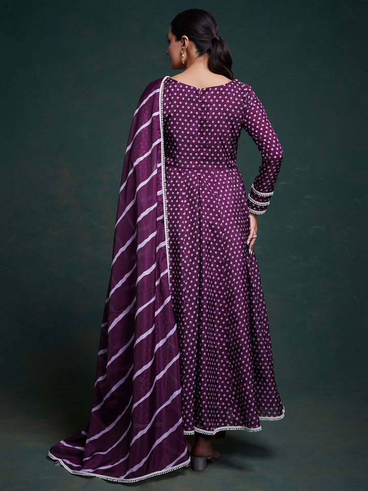 Fascinating Purple Printed Organza Festival Wear Salwar Suit with intricate embroidery and elegant design