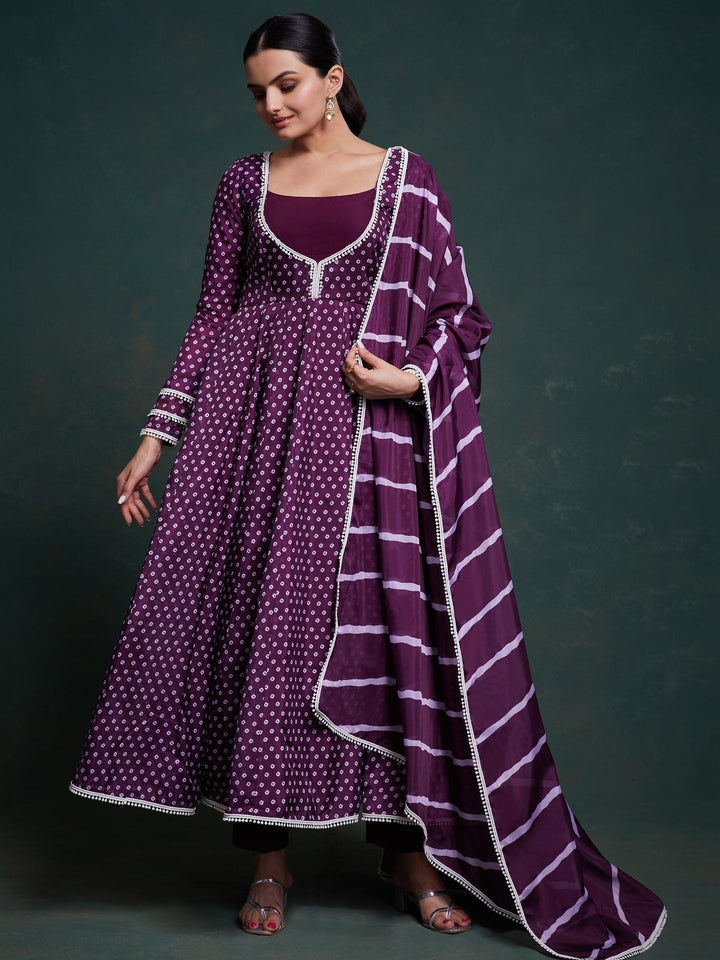 Fascinating Purple Printed Organza Festival Wear Salwar Suit with intricate design and vibrant colors