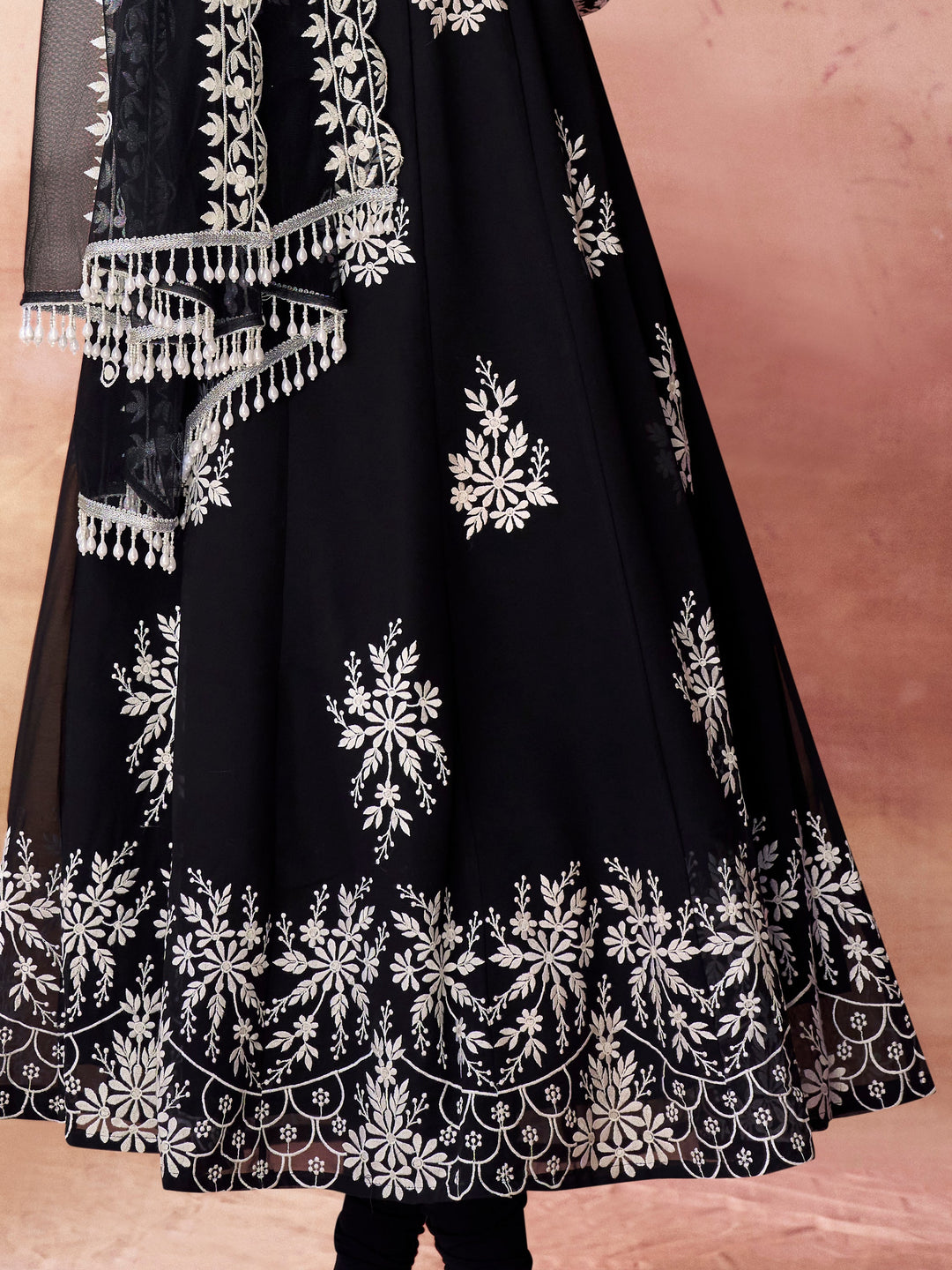 Fabulous Black Embroidered Georgette Event Wear Salwar Kameez with intricate design