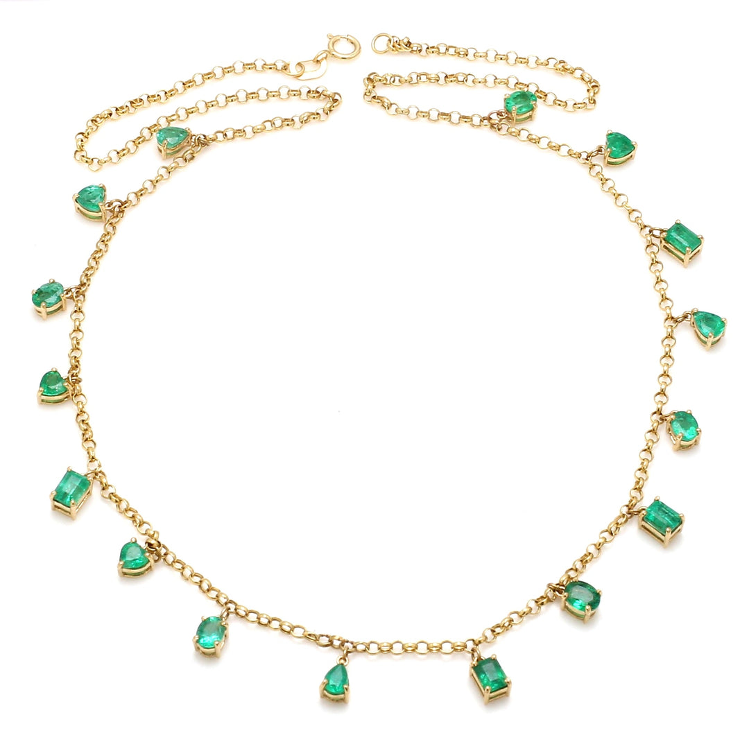 Emerald Mix Shape Link Chain Necklace - qivii