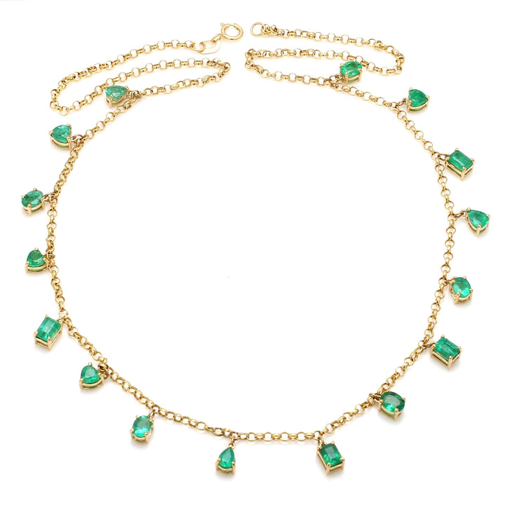 Emerald Mix Shape Link Chain Necklace - qivii