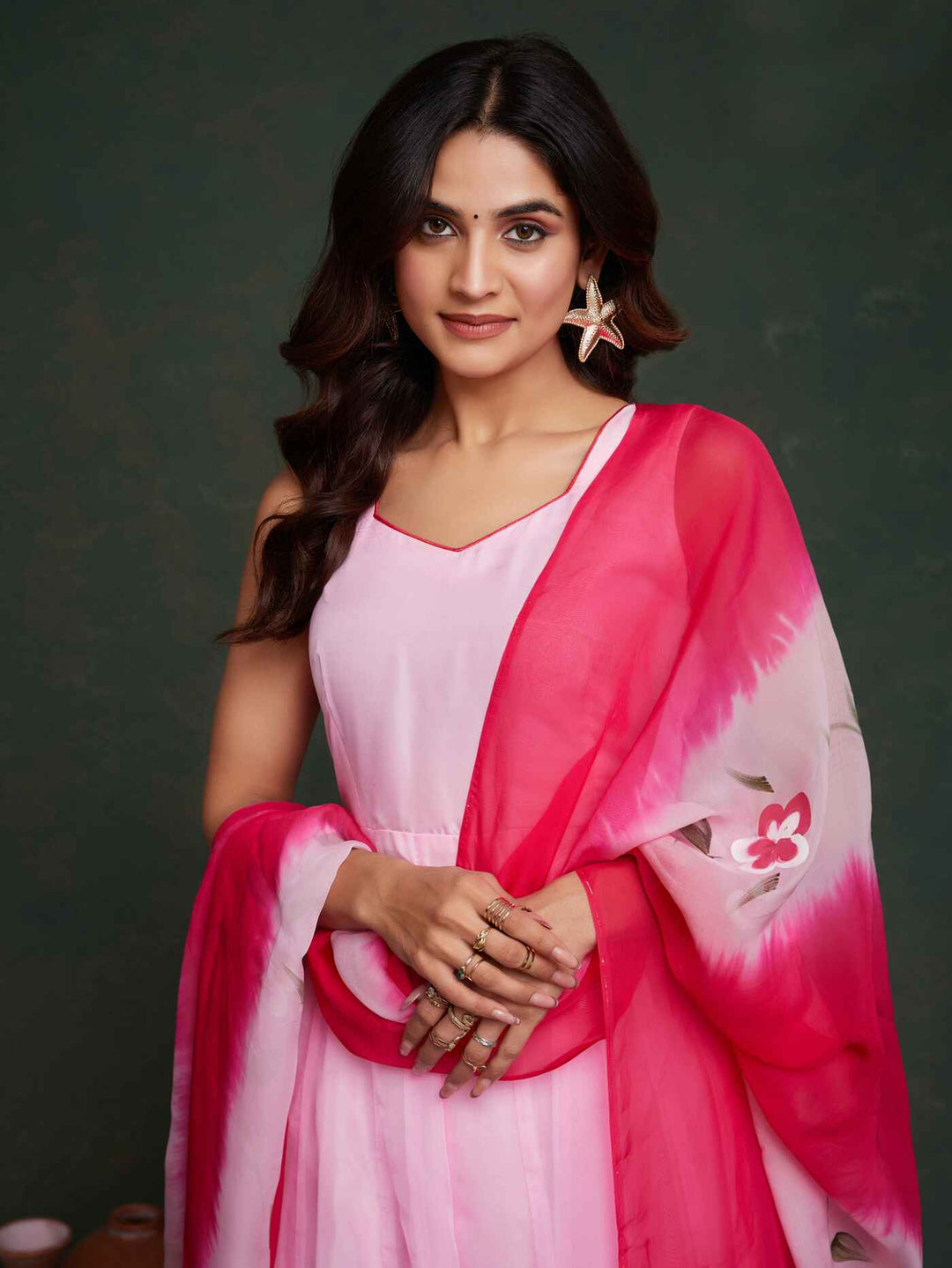 Fabulous Pink Organza Event Wear Anarkali Suit With Dupatta - Elegant and stylish Indian traditional outfit for special occasions