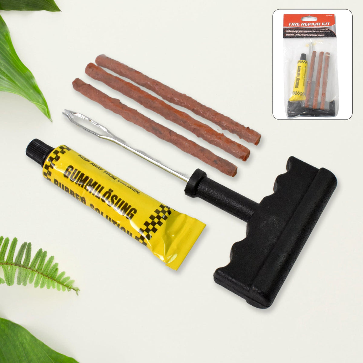 Tyre Puncture Repair Kit - 5 Piece Set with 3 Seal Strips for Quick Fixes