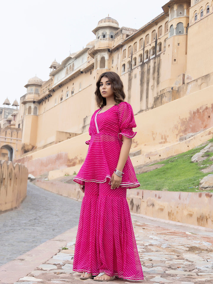 Ayla Pink Leheriya Sharara Set