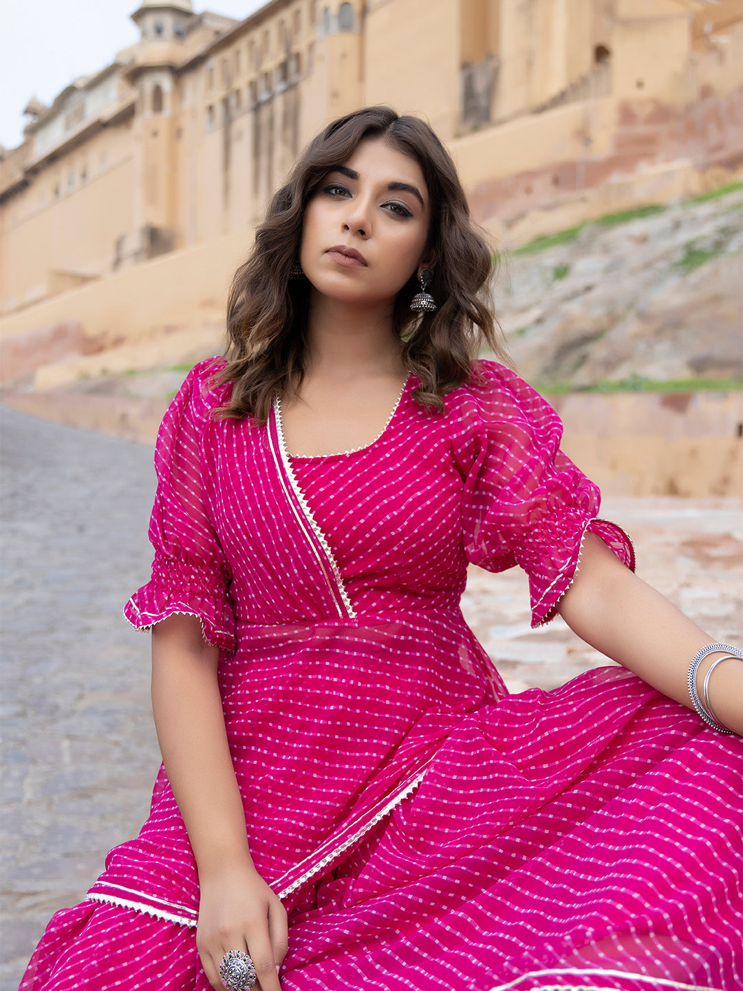 Ayla Pink Leheriya Sharara Set