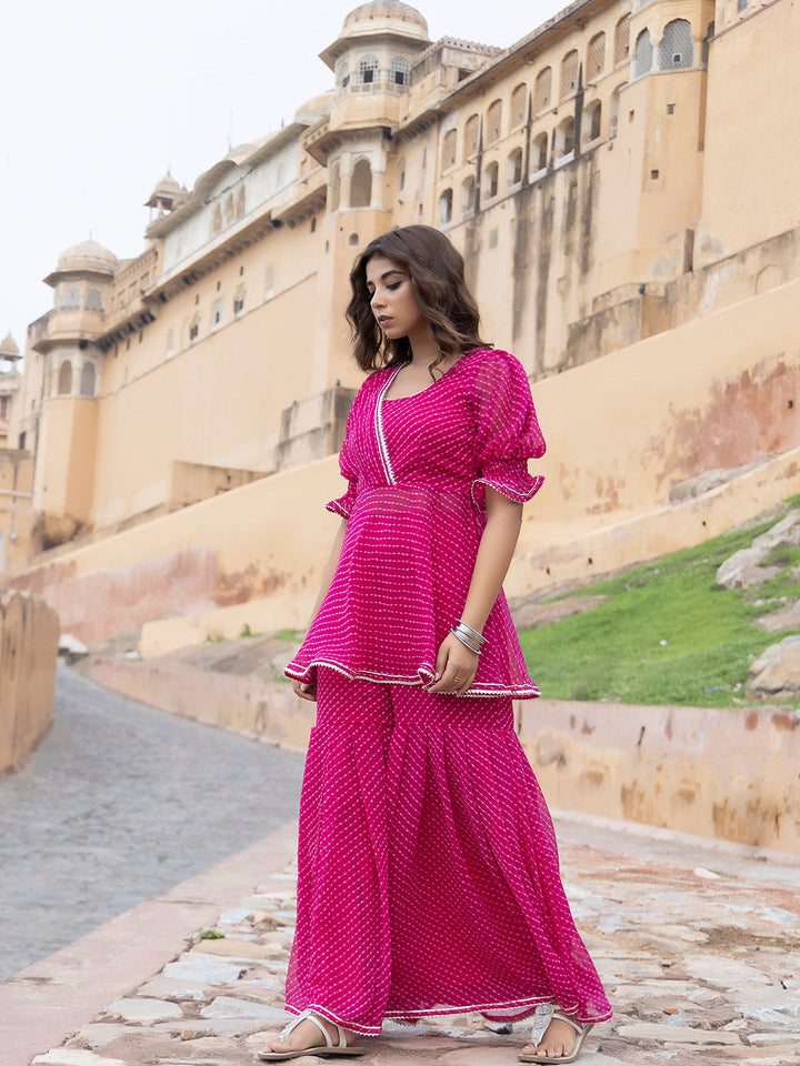 Ayla Pink Leheriya Sharara Set