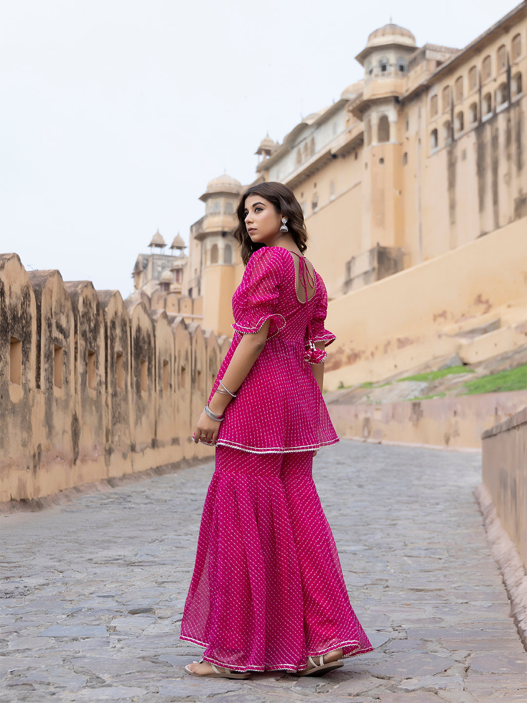 Ayla Pink Leheriya Sharara Set