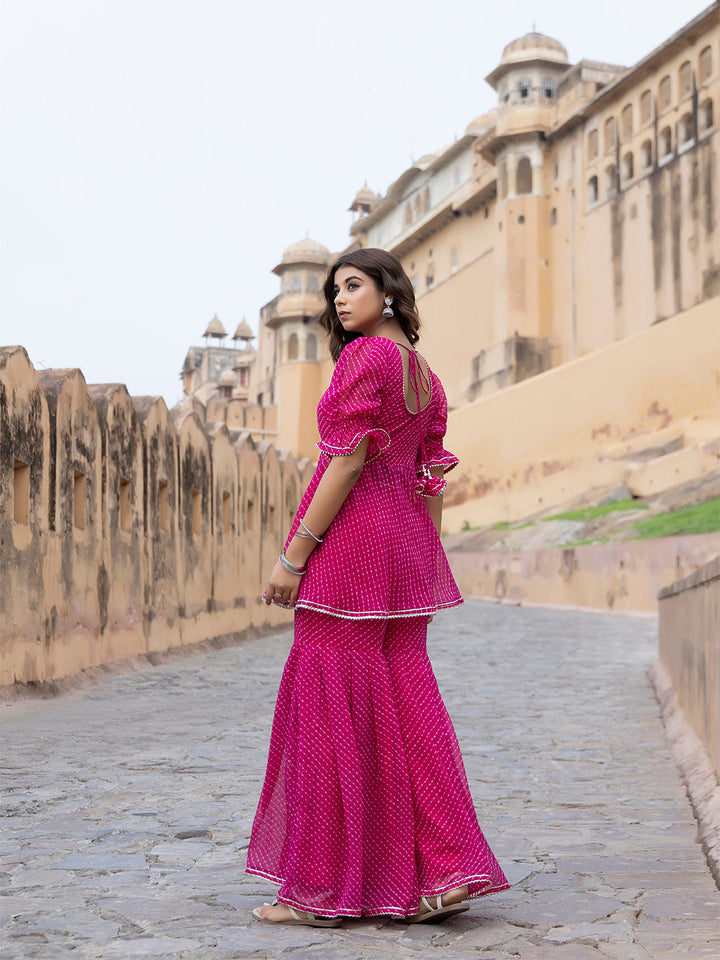 Ayla Pink Leheriya Sharara Set