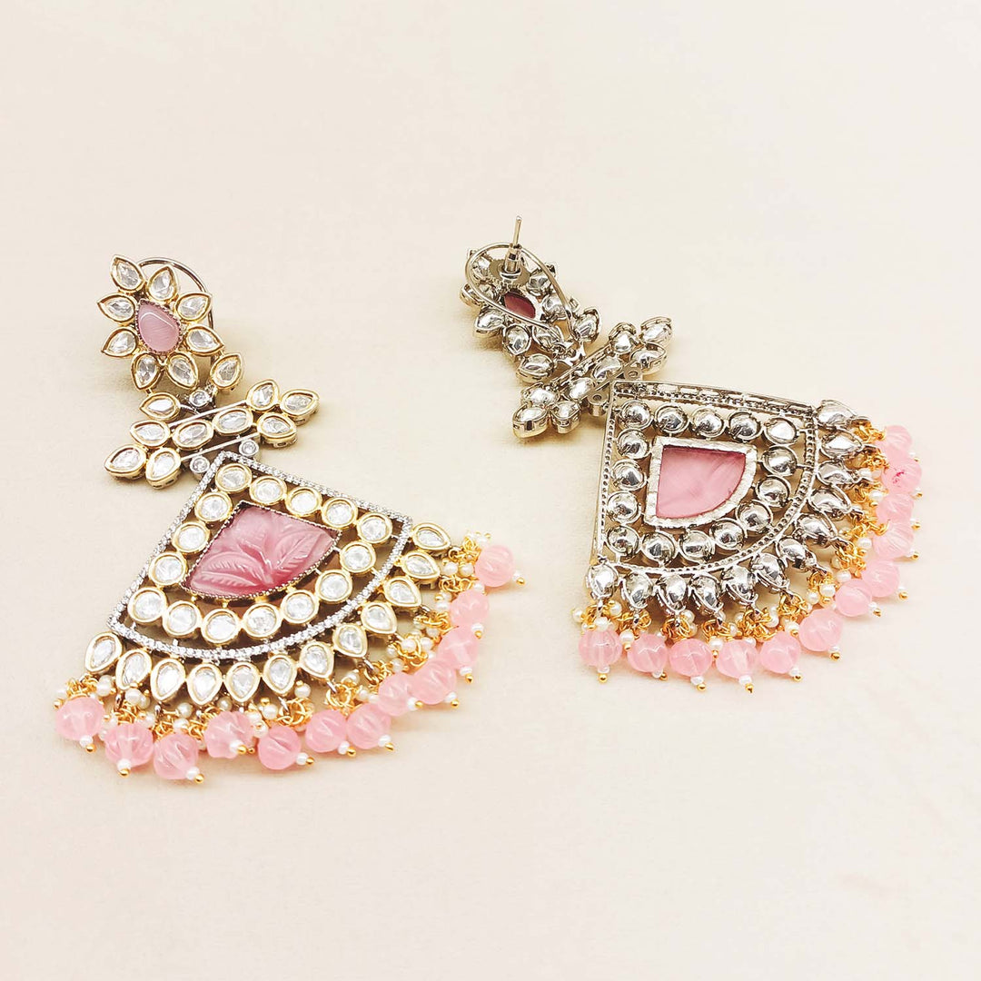  Dipti diamond work earring with pink stones and AD embellishments