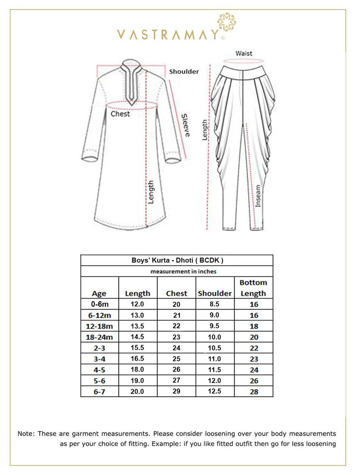 Vastramay Boy's Rose Gold Angrakha Kurta and Dhoti Set - qivii