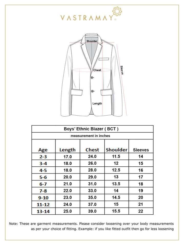 VASTRAMAY Boy's Aqua Ikkat Print Blazer - qivii