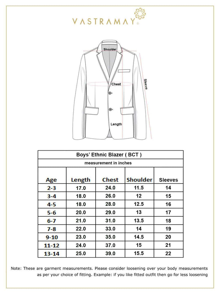 VASTRAMAY Boy's Lavender Woven Design Blazer - qivii