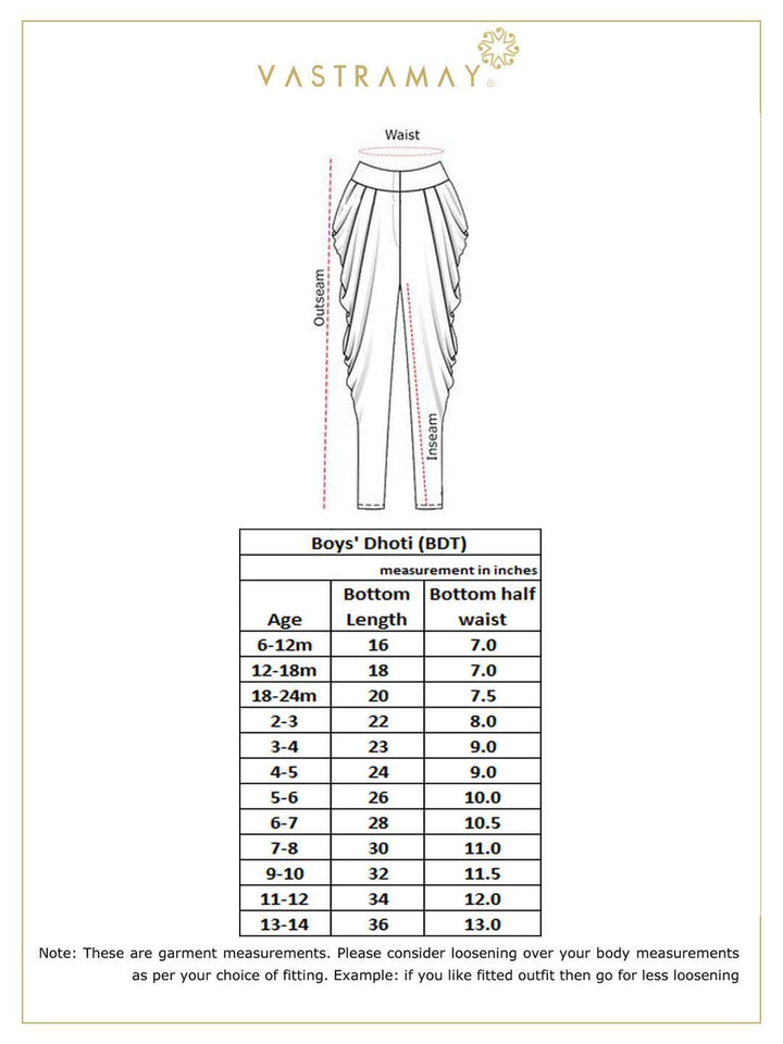 VASTRAMAY Boys' Cream Traditional Embroidered Dhoti - qivii