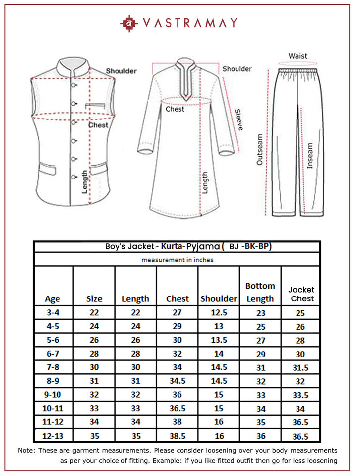 VASTRAMAY Boys' Green Jacket, Kurta and Pyjama Set - qivii