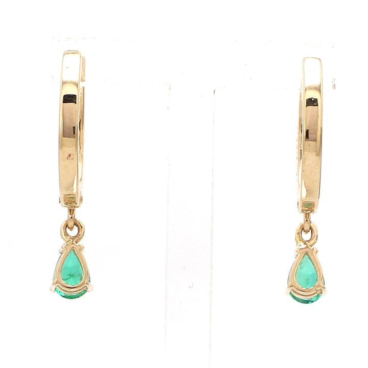Emerald Pear Diamond Mini Huggies Earrings - qivii