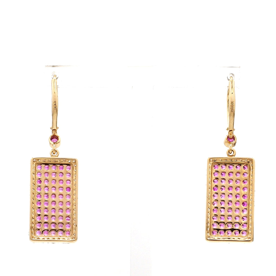 Pink Sapphire Dog Tag Earring - qivii