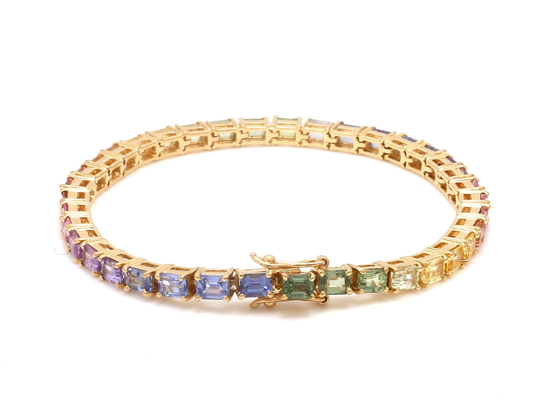 Rainbow Sapphire Small Octagon Pastel Bracelet - qivii