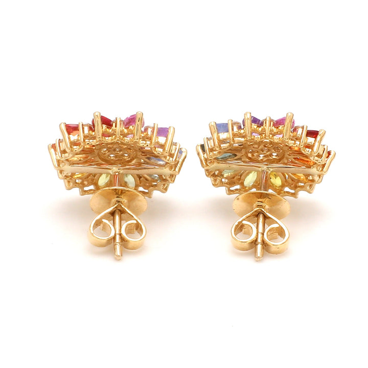 Rainbow Sapphire Marquise and Diamond Studs - qivii