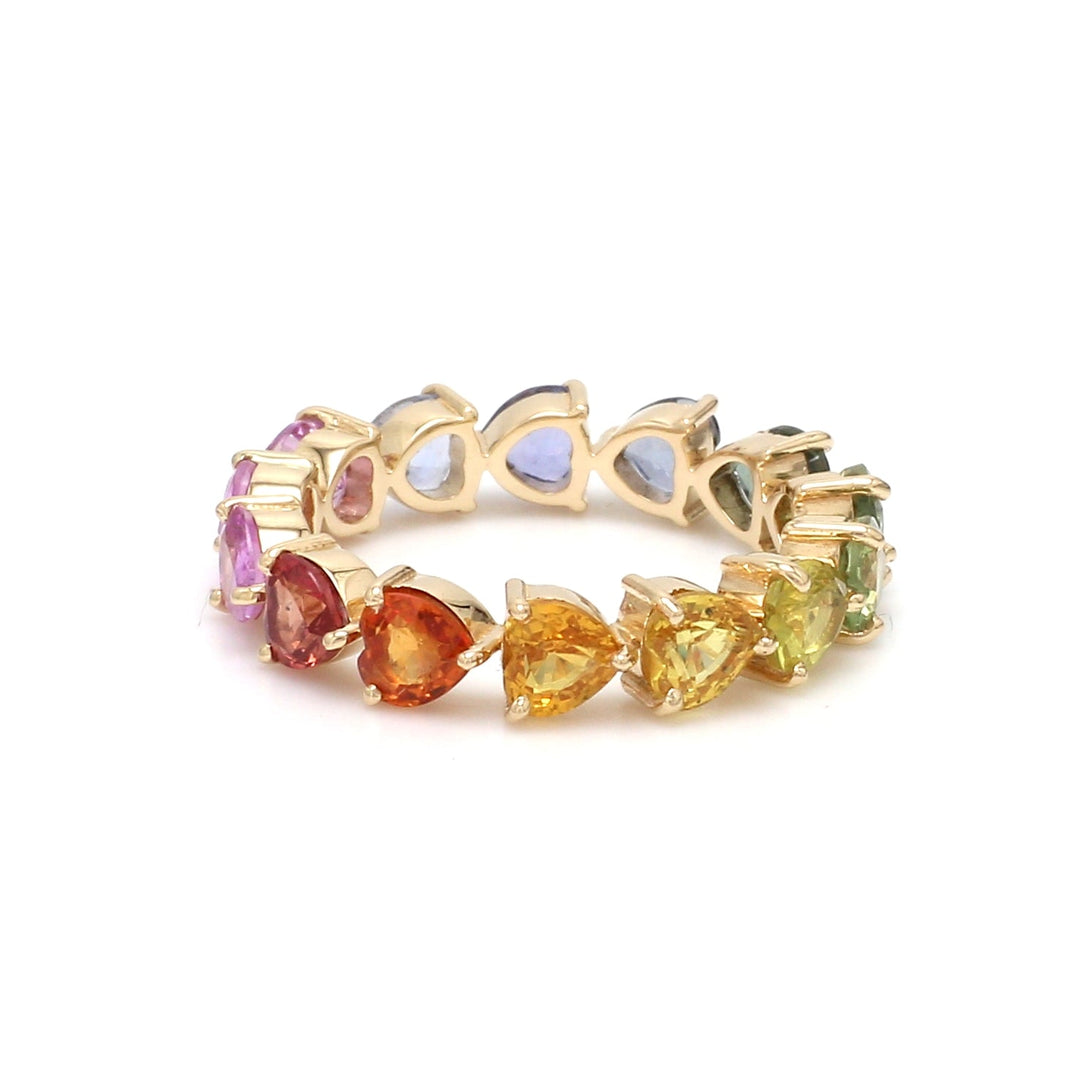 Rainbow Sapphire East West Heart Ring - qivii