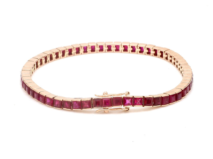 Ruby Princess Cut Channel Set Tennis Bracelet - qivii