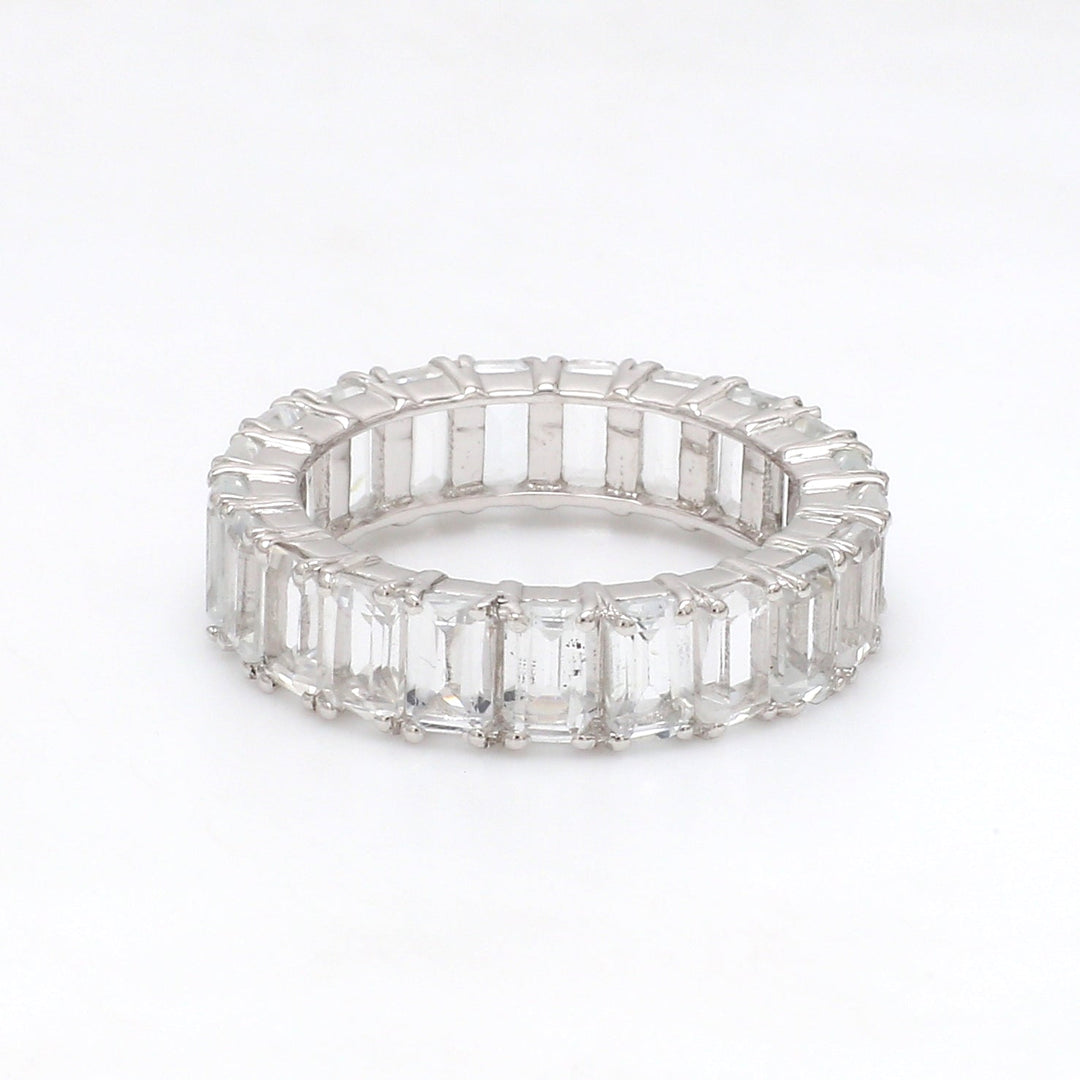 White Topaz Emerald Cut Ring - qivii