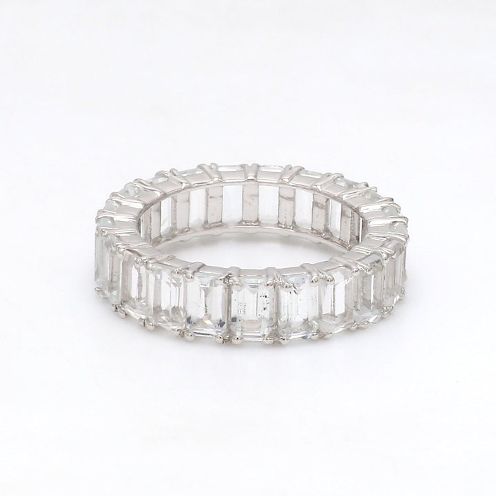 White Topaz Emerald Cut Ring - qivii
