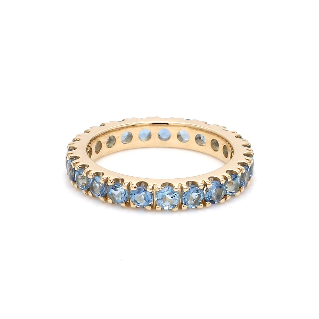 Aquamarine Round Eternity Band Ring - qivii
