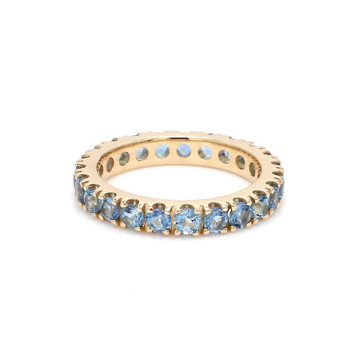 Aquamarine Round Eternity Band Ring - qivii