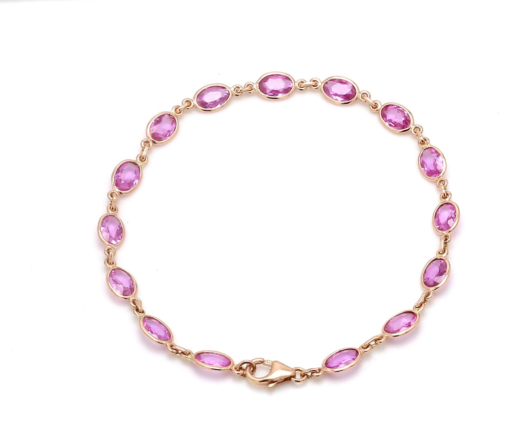 Pink sapphire Oval Rose Cut Bracelet - qivii
