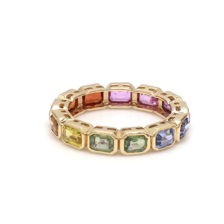 Rainbow Sapphire Octagon Bezel Ring - qivii