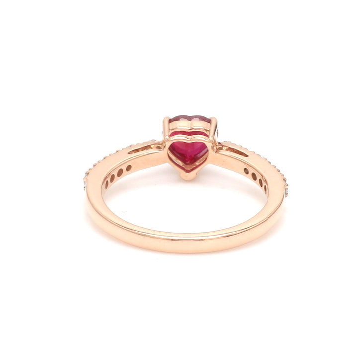 Ruby Heart Diamond Solitaire Ring - qivii