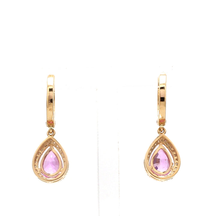 Pink sapphire Pear Diamond Mini Earrings - qivii